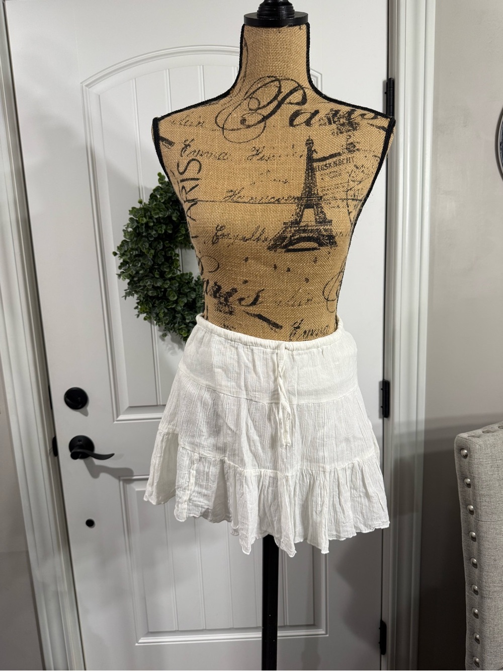 WHIT White Tiered Mini Skirt